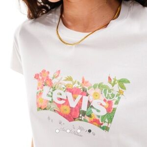 ASOS - Levi's - t-shirt with floral batwing‎ logo -  Size L *Yellow*